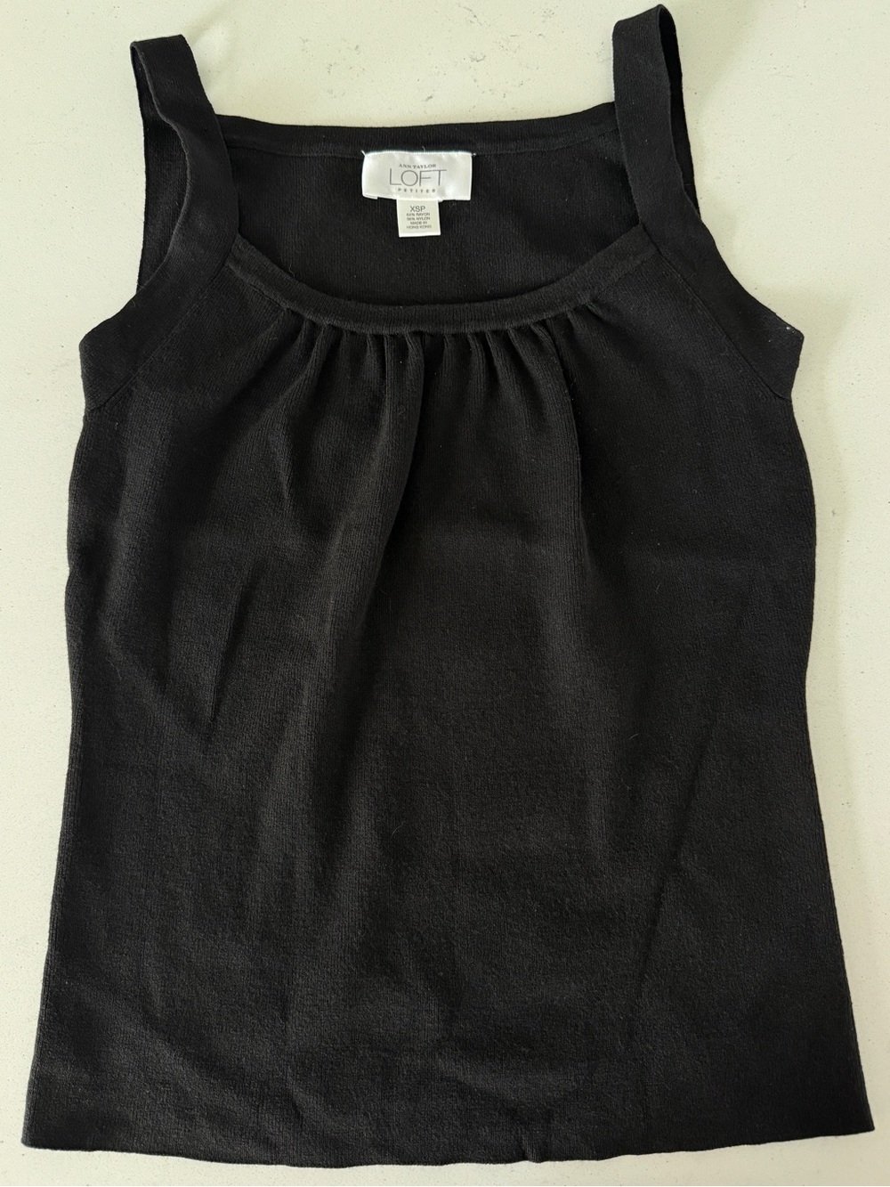 LOFT Black Gathered Scoop Neck Tank